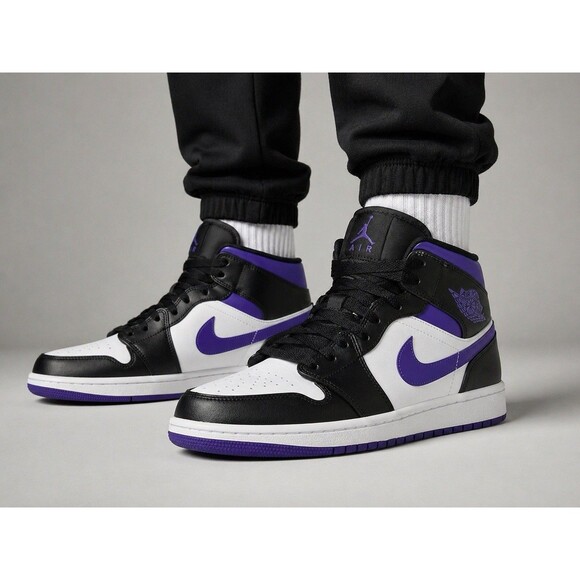 Nike Air Jordan 1 Mid Court Purple Black White 554724-095 Mens 9 main image 5